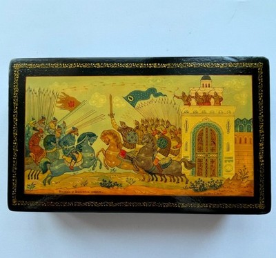   Mstera 60er Jahre Russische Lackdose ''Schlacht am Goldenen Tor'' Palekh...