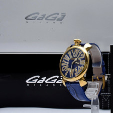 [OTTIMO COME NUOVO con scatola, carta] Orologio Uomo GaGa Milano Manuale 46 5083 Qz Blu GIAPPONE