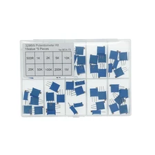 50-Piece Multiturn Trimmer Potentiometer Assortment Kit, 500R to 1M