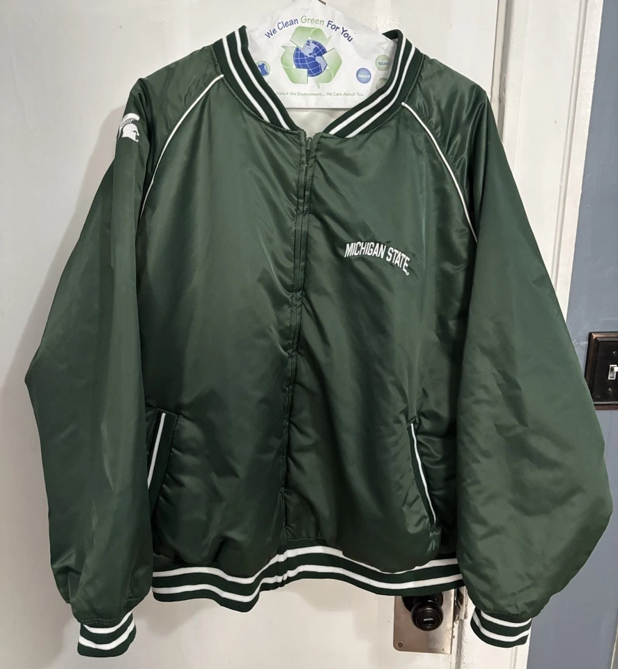 CHAQUETA UNIVERSITARIA REVERSIBLE DE COLECCIÓN AÑOS 90 Michigan State Spartans talla XXL -LEER Foto 2 de 4