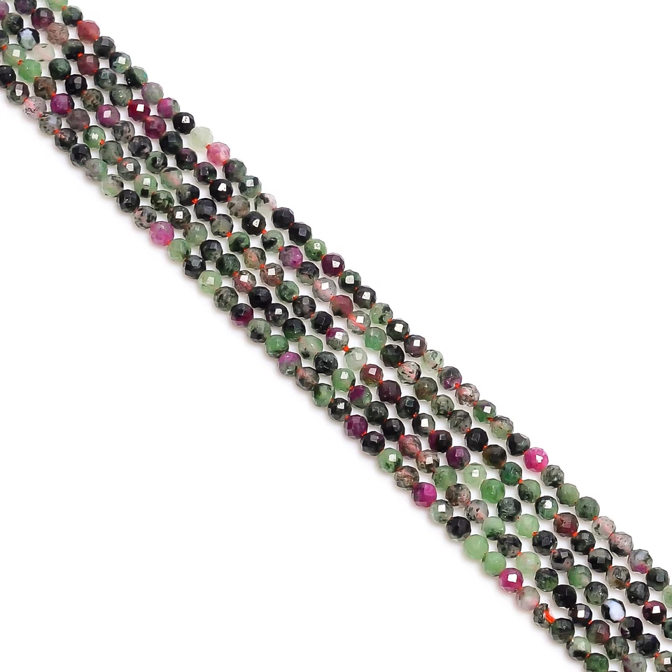 Natural Ruby Zoisite Gemstone Round Micro Faceted Beads 2.5-3 mm Strand 12.5" 14 - Image 2 of 2