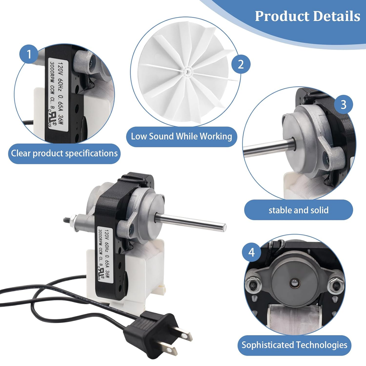 SM550 Vent Fan Motor Replacement Kit – 120V Electric Motor For Nutone, Broan, Fasco & More