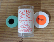 Alpha Red Dot Race Tires Green, Hard 3/32 x 13/16 Magnesium Hubs. New Old Stock