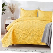Extra Soft Full Queen Quilt Bedding Set, Lightweight Queen 96"x90" Yellow