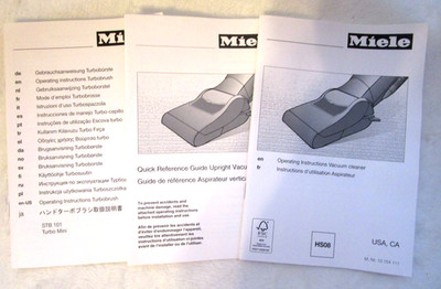 3 MIELE Vacuum Cleaner HS08 Operating Instructions Manuals and User Guide