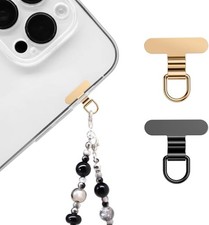 Phone Charm Holder, Mini Metal Tether Tab - Ultra Thin Champagne Gold black