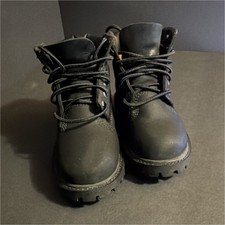 Timberland 12807 Kids Black Leather Combat Boots Lace Up Size 12M