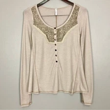 Free People Diego Fuzzy Yarn Thermal Women’s Size XS Embellished Yoke Western