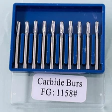 10pcs/set Dental Tungsten Carbide Steel Round end cylinder drills/burs FG1158