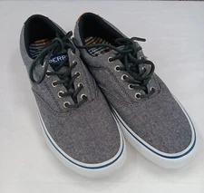 Sperry Sneakers Mens 8W Black Chambray Top Sider Striper II CVO Deck Boat Shoes