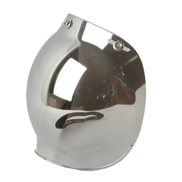 3 Snap Motorcycle Retro Helmet Bubble Visor Flip Up Open Face Shield Lens Peak - Image 2 of 4