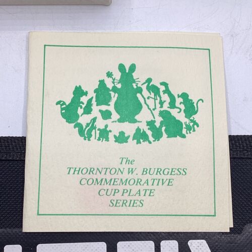 Vintage Thorton Burgess Cup Plate Series Mrs Peter Rabbit Dark Green Glass Plate - Picture 4 of 6
