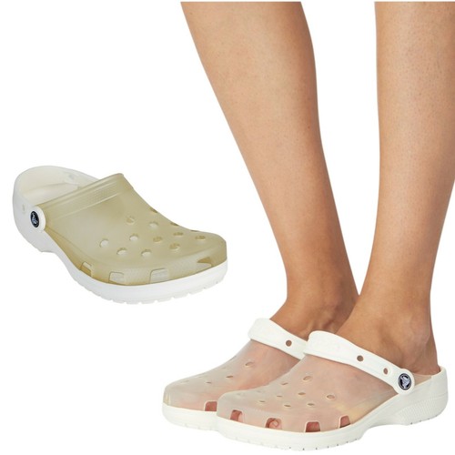 Crocs unisex classic translucent clear slip on clogs white | eBay