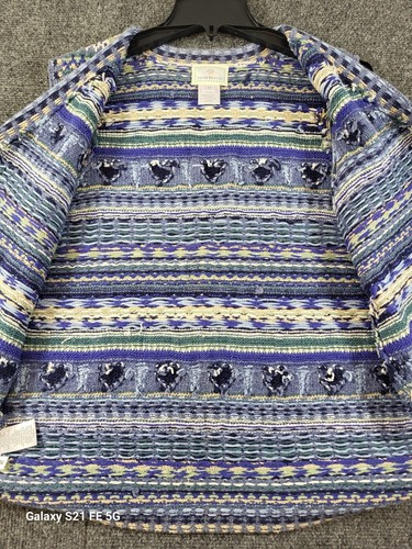 Vintage 90's Susan Bristol Hand Knit Sweater Vest Women M Multi Button Up Hearts - Picture 4 of 10