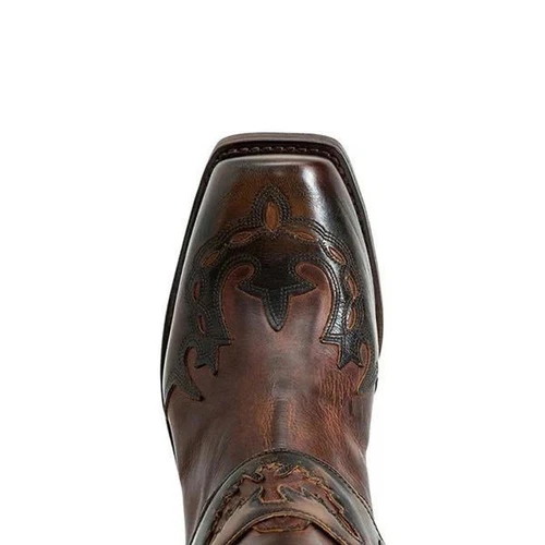 Retro Para hombres Botas de Motocicleta Punta Cuadrada Vaquero Botas Cortas Caballo Equipo Botas Reino Unido - Imagen 9 de 28
