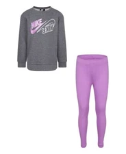 New Nike Little Girls Fleece Top and Leggings 2 Piece Set Choose Size MSRP $48