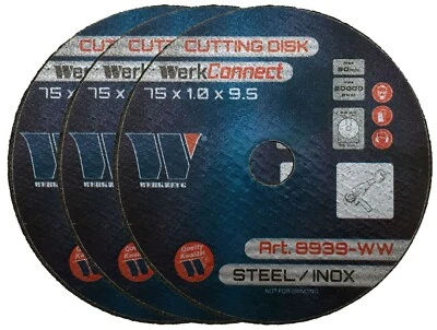 Welzh Werkzeug 100-Piece Cutting Discs Extra Thin 75 x 1.0mm x 9.5mm