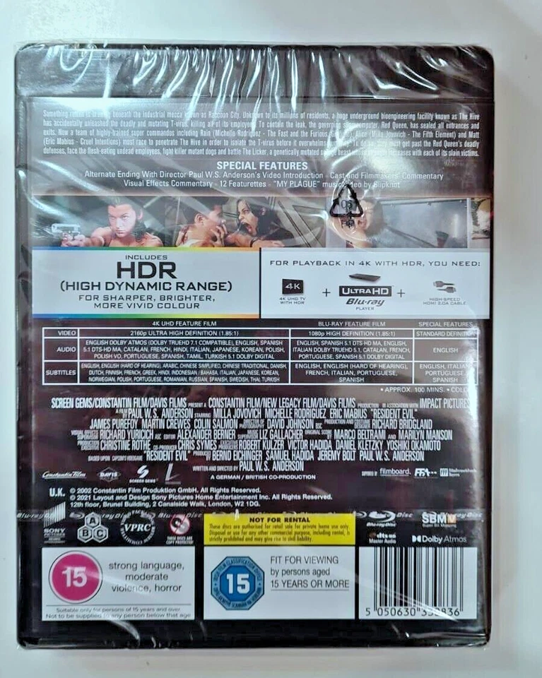 4K UHD BLU-RAY RESIDENT EVIL BRAND NEW SEALED UK STOCK - Image 2 of 2
