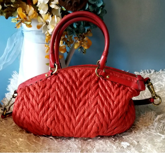 Coach 70th Anniversary Red Quilted Nylon Tote/Satchel Bag | eBay