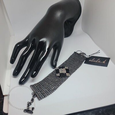 Alisha D. Metal And Rhinestone Cuff Style Adjustable Bracelet New With Tags