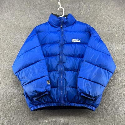 First Down Jacket Mens M Blue Puffer Duck Down Full Zip Ski Snowboarding Parka