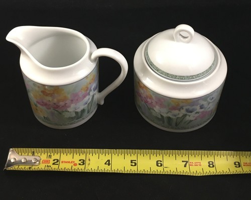 Mikasa MISTY MEADOW Creamer & Sugar Bowl Set Floral - Picture 3 of 8