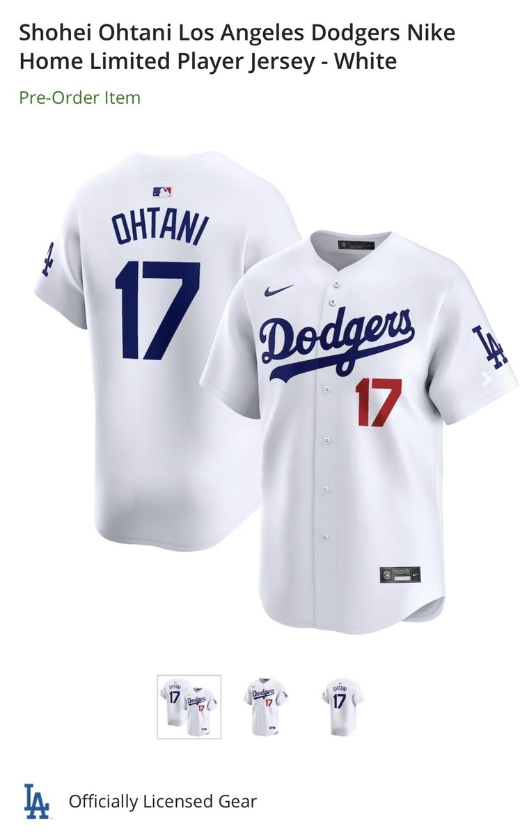 100% Authentic! LA Dodgers Nike Vapor Limited Home Shohei