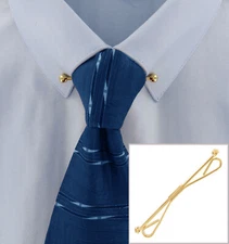 Ky & Co Mens Collar Bar Clip 2 3/8" Bullet Ball End Yellow Gold Tone