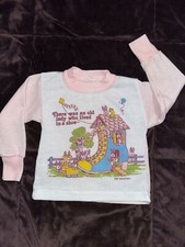 VTG Retro Dr Denton Pajamas White Pink Old Lady Who Lived in a shoe bunnies pj's