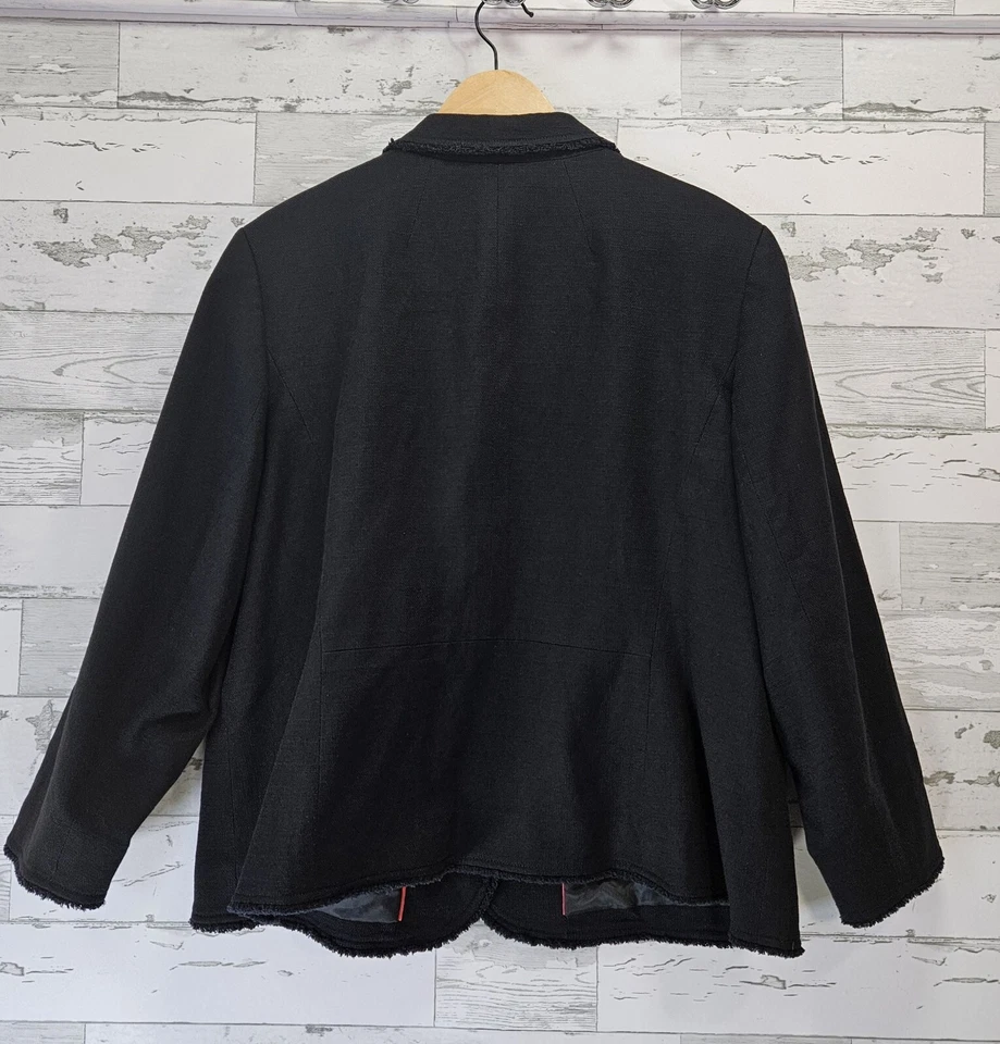 Blazer Talbots para mujer con flecos texturizados 18 a medida algodón suave clásico de negocios Foto 2 de 4