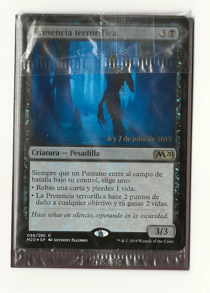 PRESENCIA TERRORIFICA FOIL Prerelease M20 NM Español Dread Presence Magic 2020 - Imagen 1 de 1