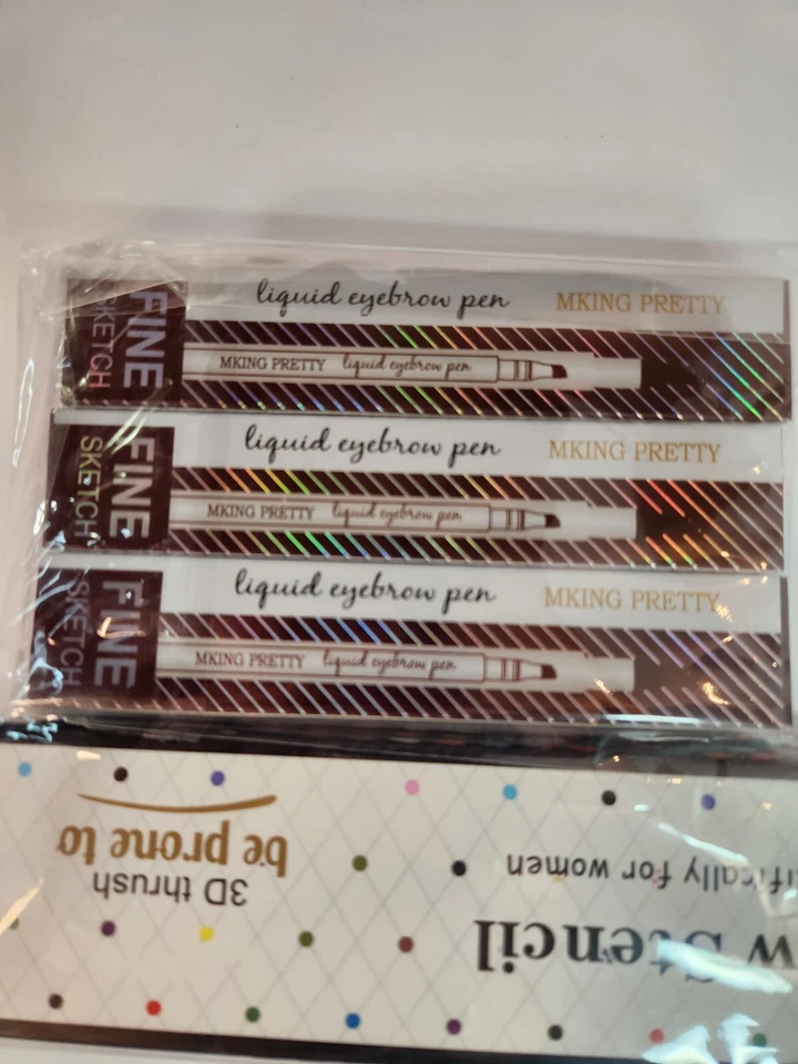 NUEVO LOTE 7 bolígrafos de cejas líquidos Mking Pretty paquete de 3 con kit de plantillas tonos 1, 2 y 3 Foto 3 de 4