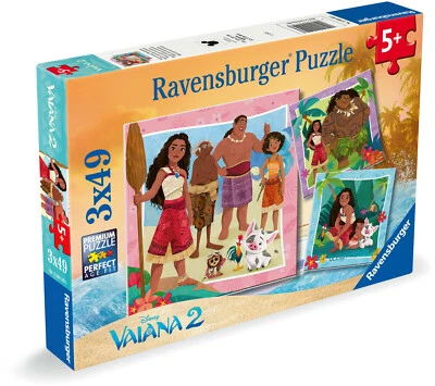 3 x 49 Teile Ravensburger Kinder Puzzle Disney Vaiana 2 Abenteuer 12004102