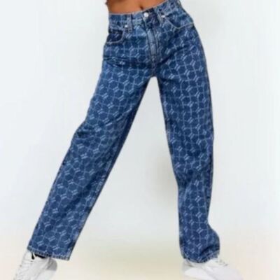 Urban Outfitters Iets Frans Monogram High Rise Boyfriend Denim Jeans 27 Tall
