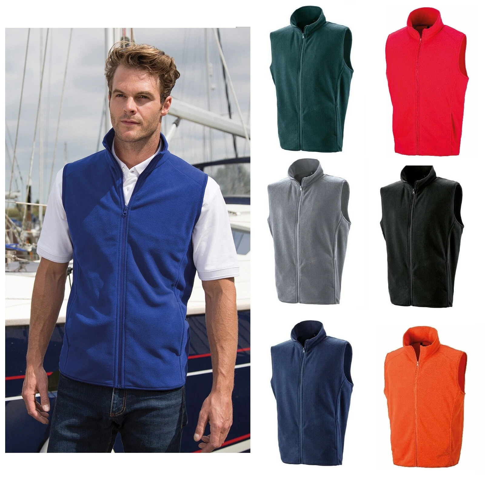 Mens Gilet Lightweight Microfleece Bodywarmer Fleece Vest Jacket Body Warmer