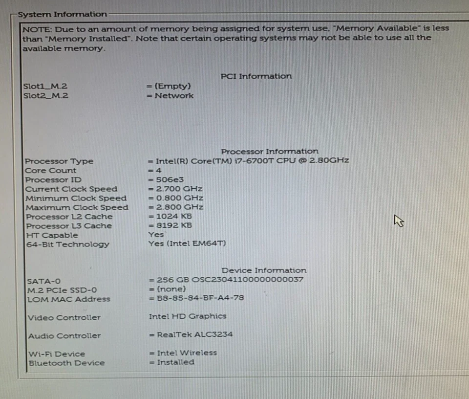 Dell OptiPlex 3050 Mini PC - i7-6700T - 16GB RAM - 256GB SSD - WIN10 (OFFERS OK) - Image 3 of 4