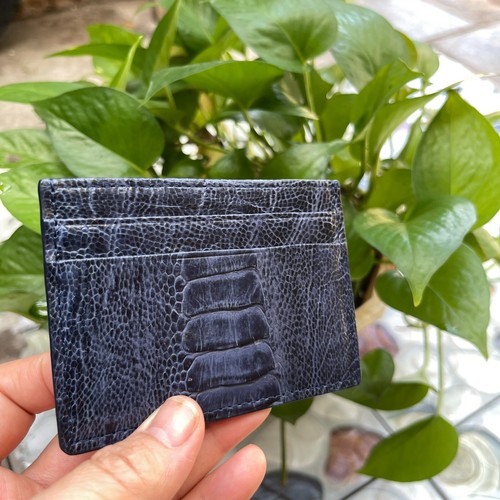 Blue GENUINE OSTRICH LEATHER SKIN CREDIT CARD HOLDER/ WALLET CARD HOLDER FOR MEN - Picture 5 of 12