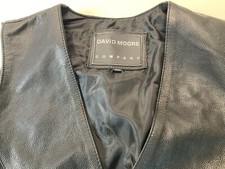 DAVID MOORE Men's Real Leather Biker Motorcycle Black Vest Waistcoat Size L