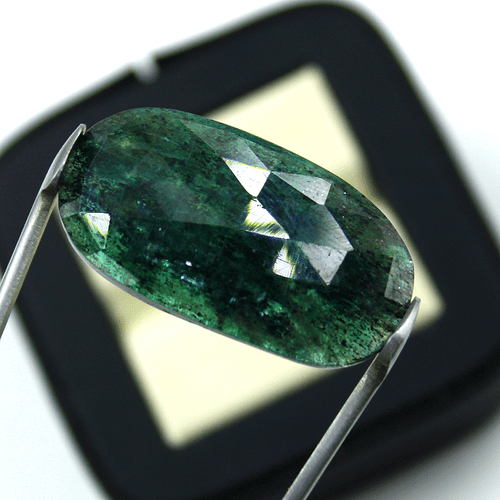 31.45 Cts Natural Teal Moss Kyanite Rose Cut 32mmx17mm Untreated Loose Gemstone - Picture 5 of 13