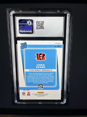 CSG 8.5 2021 PANINI DONRUSS OPTIC #294 CHRIS EVANS ROOKIE AUTO RED