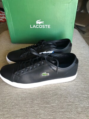 スニーカー LACOSTE SNEAKER (I02379 454) NIB LACOSTE SHOW COURT LEATHER TRAINERS / TENNIS SHOES BLACK
