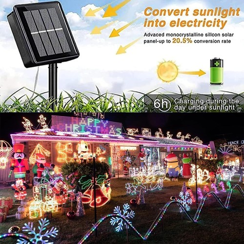 LED Solar String Fairy Lights Rope Strips for Outdoor Garden Patio Pool Camping - Picture 20 of 39