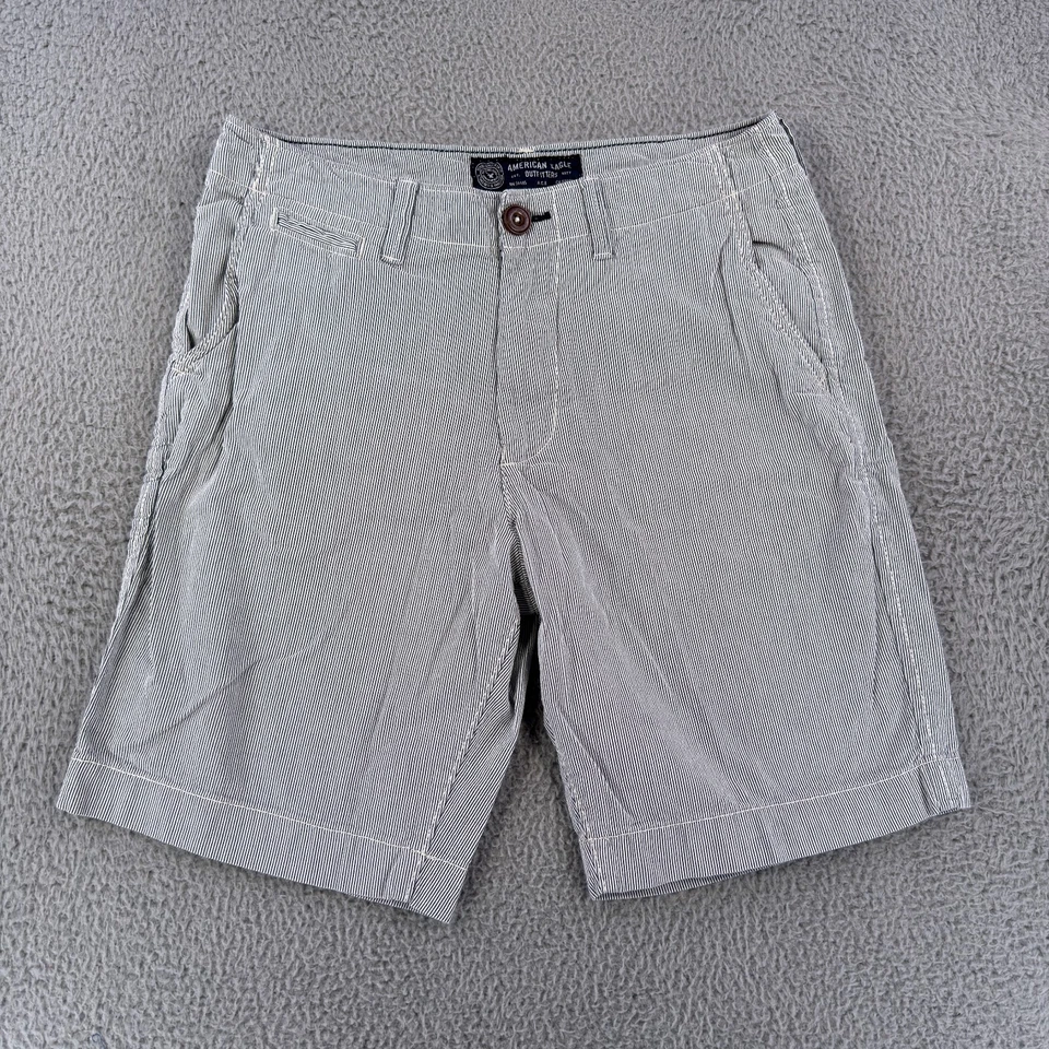 Шорты мужские American Eagle 30 классический крой синие белые в полоску хлопок опрятные - Изображение 2 из 4