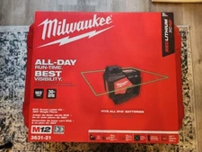 Milwaukee 3631-21 M12 12V 360 Single Plane Green Laser Level Kit | Brand New