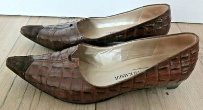 Pk Peter Kaiser Cuir Escarpins Taille 7 40 1/2 Top Marron - Photo 1/4