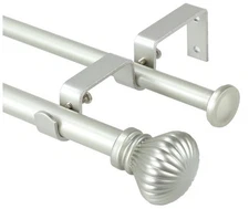 Urbanest , 5/8", 28-48" Fluted Ball Adjustable Double Drapery 2 Curtain Rod Set