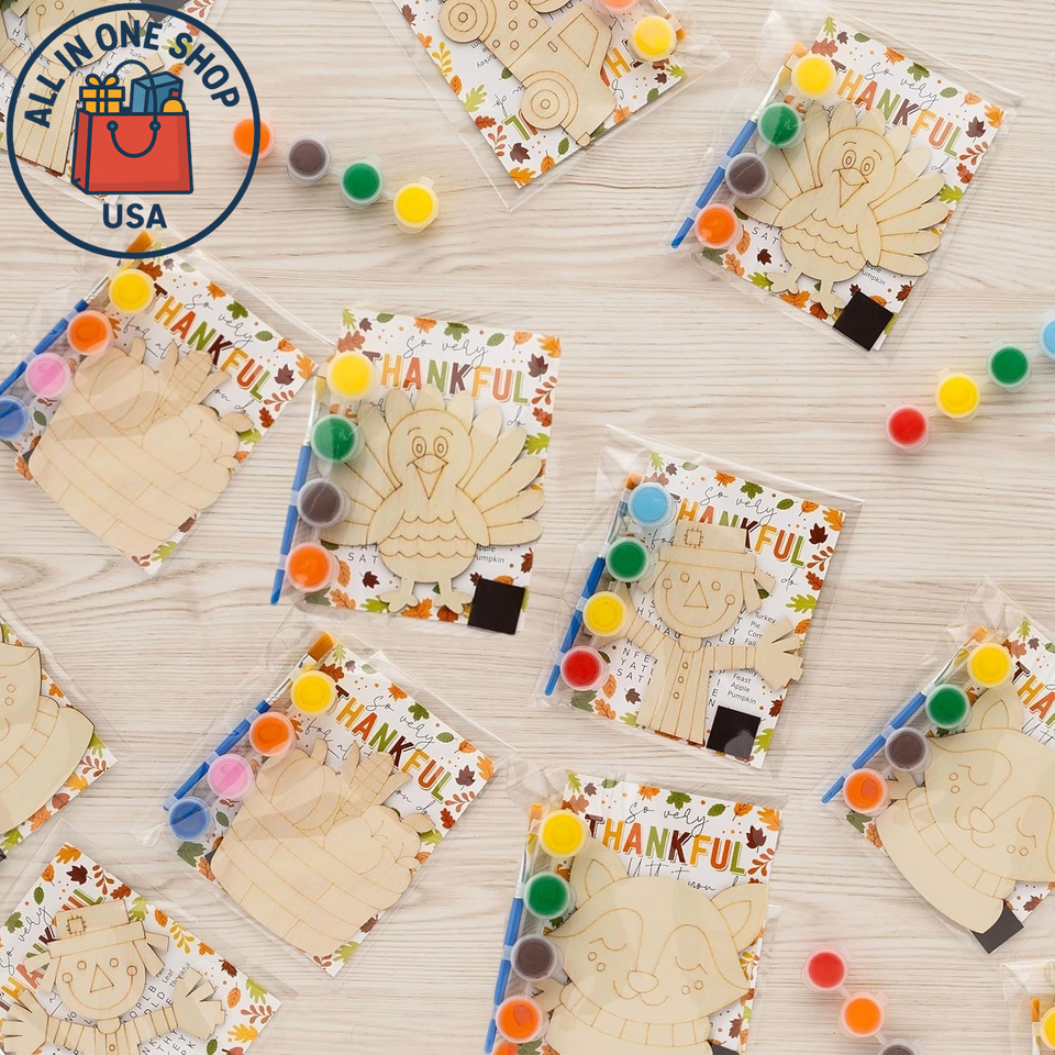 Fall Thanksgiving Crafts, 24 Pack Thanksgiving Wood Painting Kit with ...