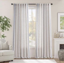 NEW Boho Curtains Linen Blend Window Curtains Embroidered Drapes 2 Panels 50x96