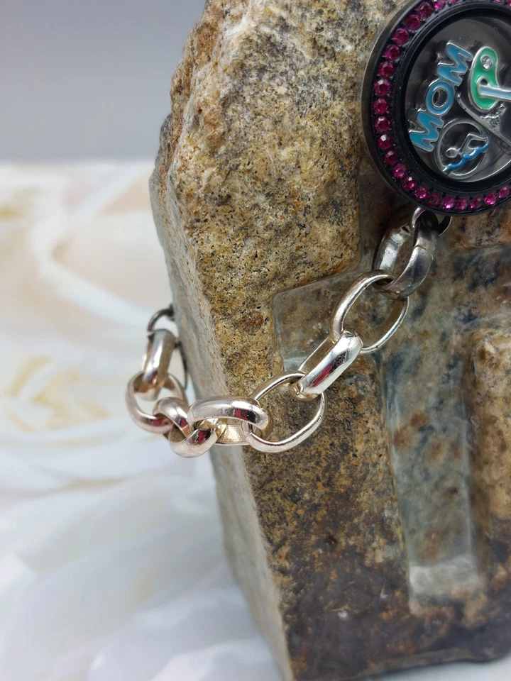 Origami Owl 4 Abalontijas Medallón Tono Plata Pulsera/Colgante Mamá, Golfo, Natación, Esquí Foto 3 de 4