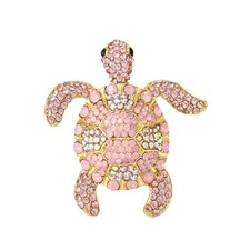 Pink Crystal Rhinestone Sea Turtle Brooch Pin